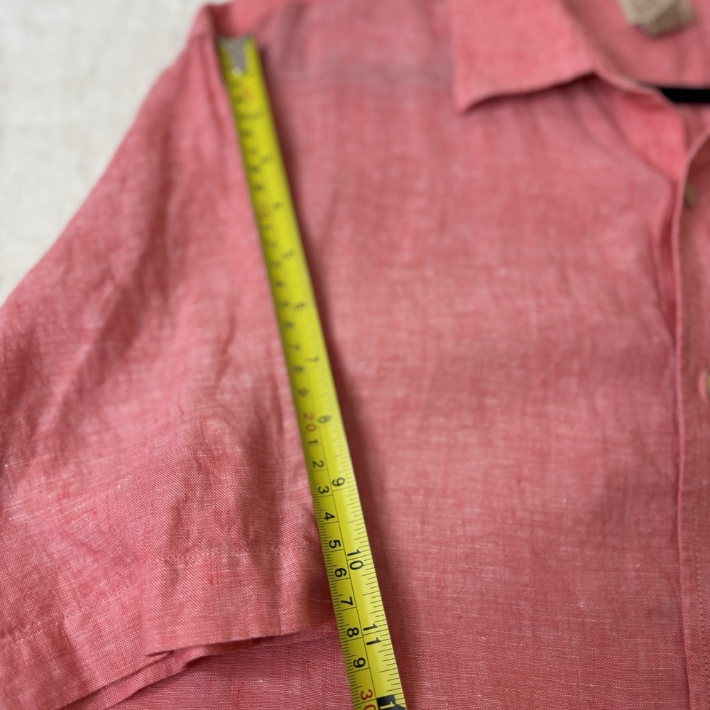 Jos. A. Bank Men's 100% Linen Short Sleeve Coral Button Down Shirt Size XL - Picture 8 of 8